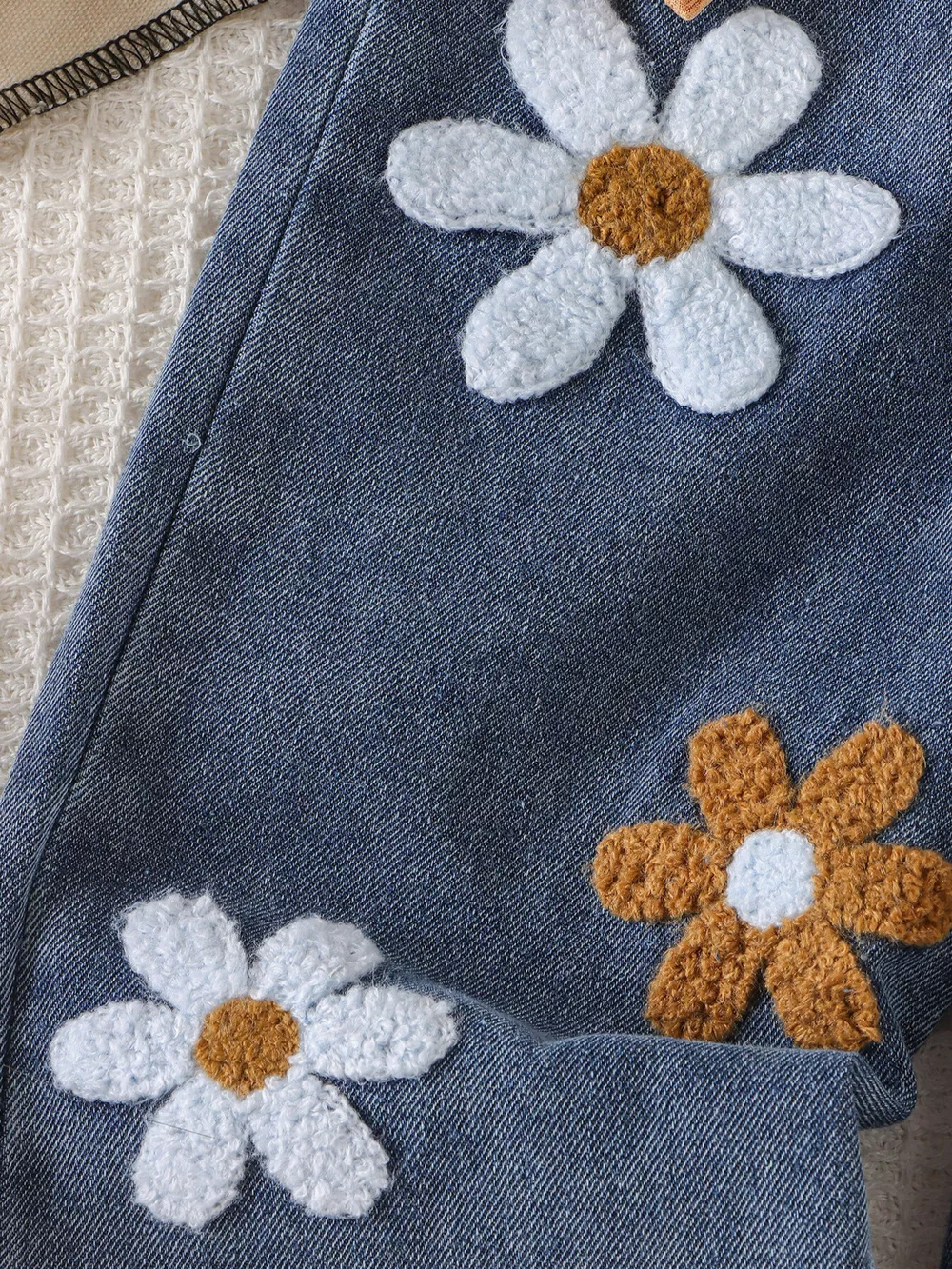 Children's Round Neck Top and Flower Jeans Set, image 6