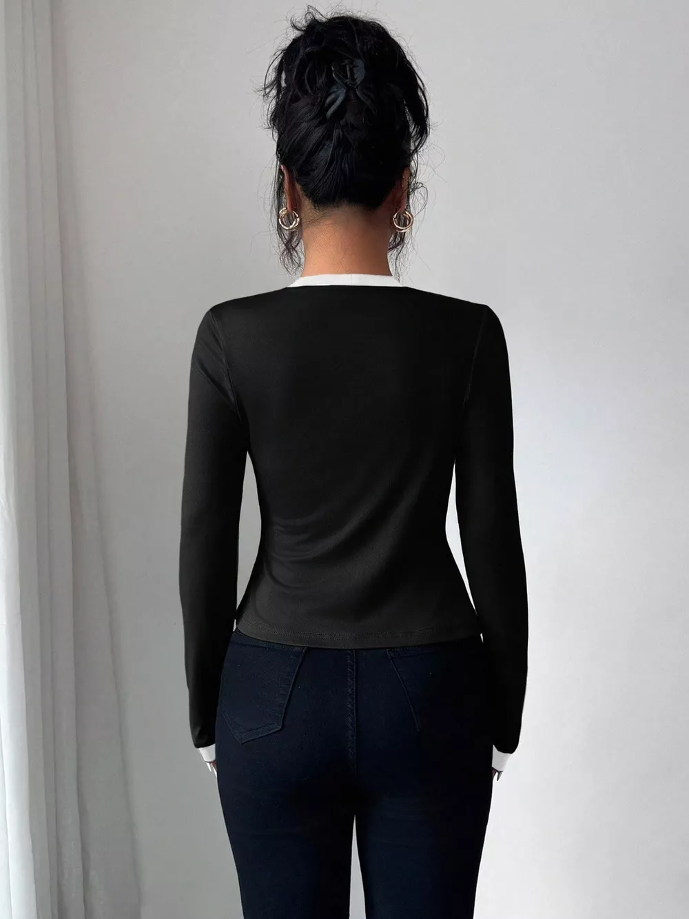 Contrast Trim Cardigan & Tank Top Set, image 2