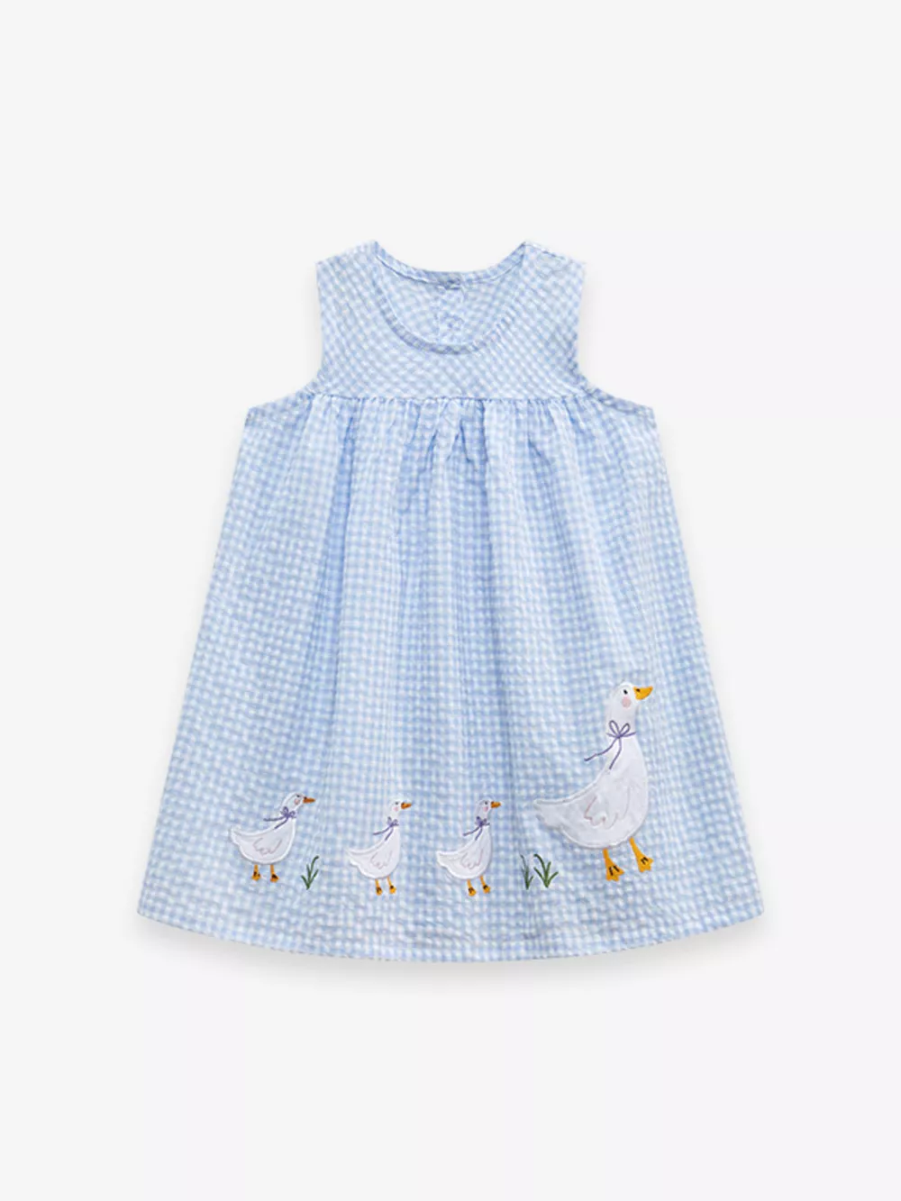 Children's Gingham Goose Embroidered Sleeveless Dress, image 3