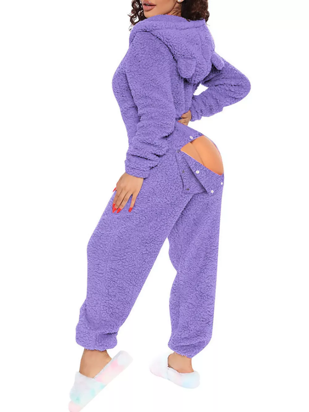 Fleece Hooded Open Back Jumpsuit, image 16