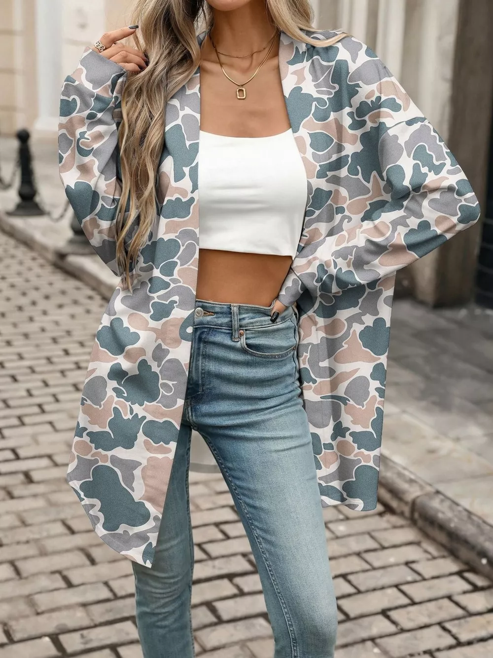 Printed Open Front Cardigan, image 9