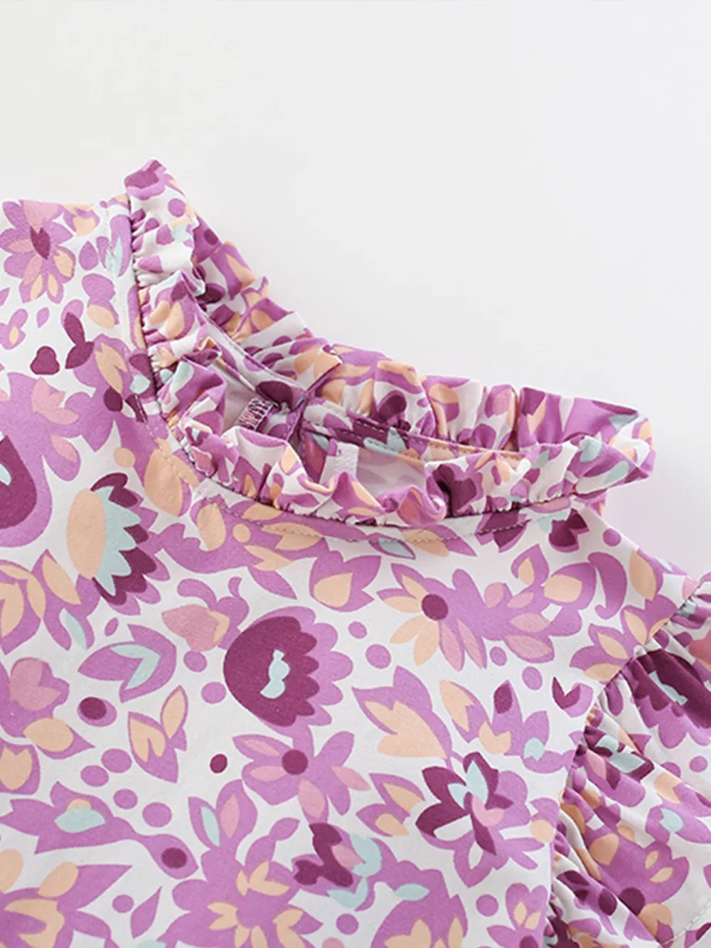 Children's Floral Print Ruffle Trim A-Line Dress, image 3