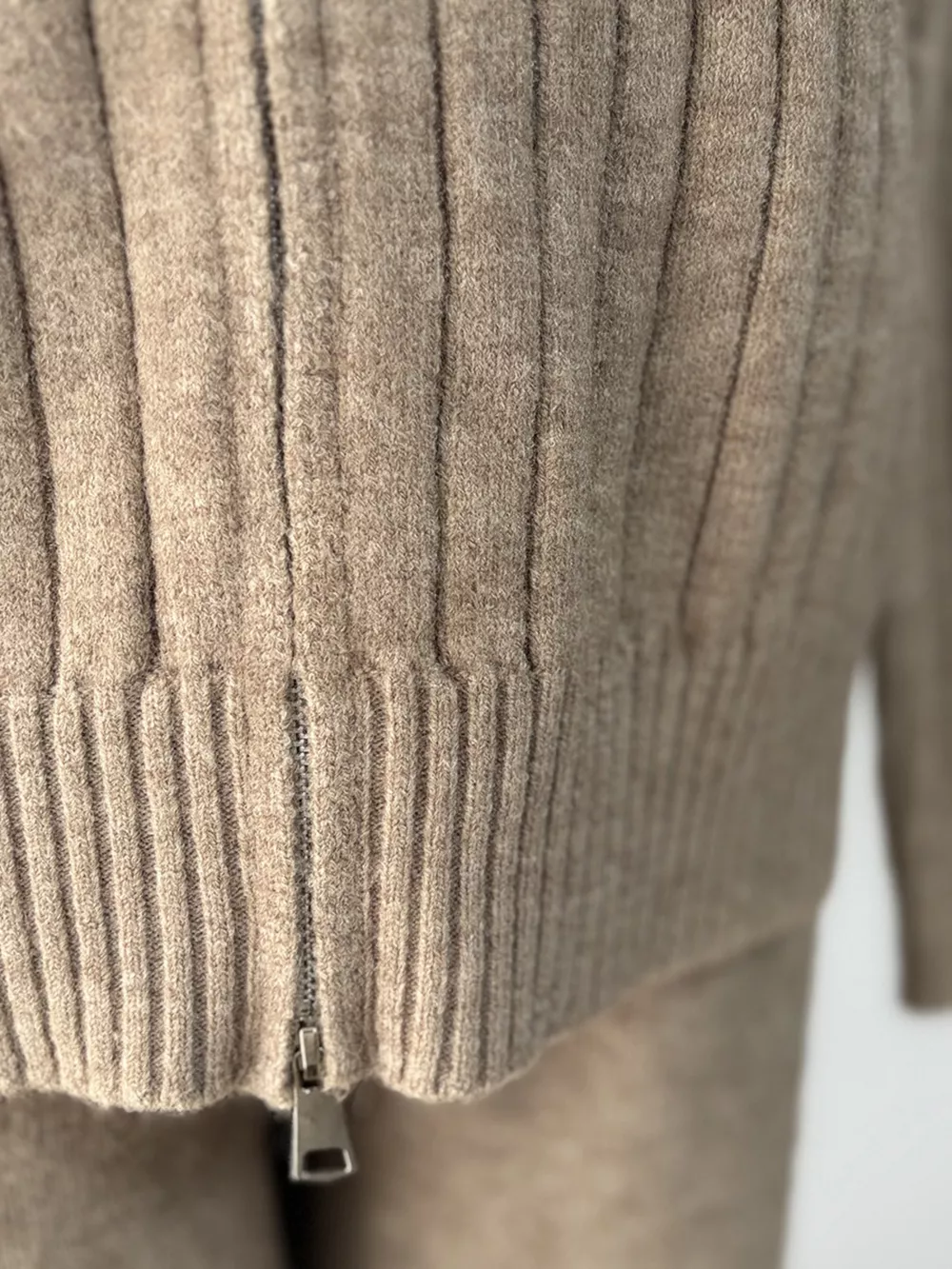 Cozy Ribbed Knit Zip-Up Hoodie and Wide-Leg Pants Sweater Set, image 6