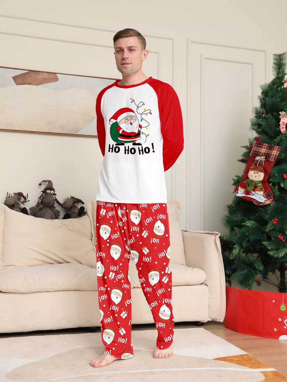 Full Size Matching Family Christmas Santa Claus Pajamas Set Plus Size, image 8