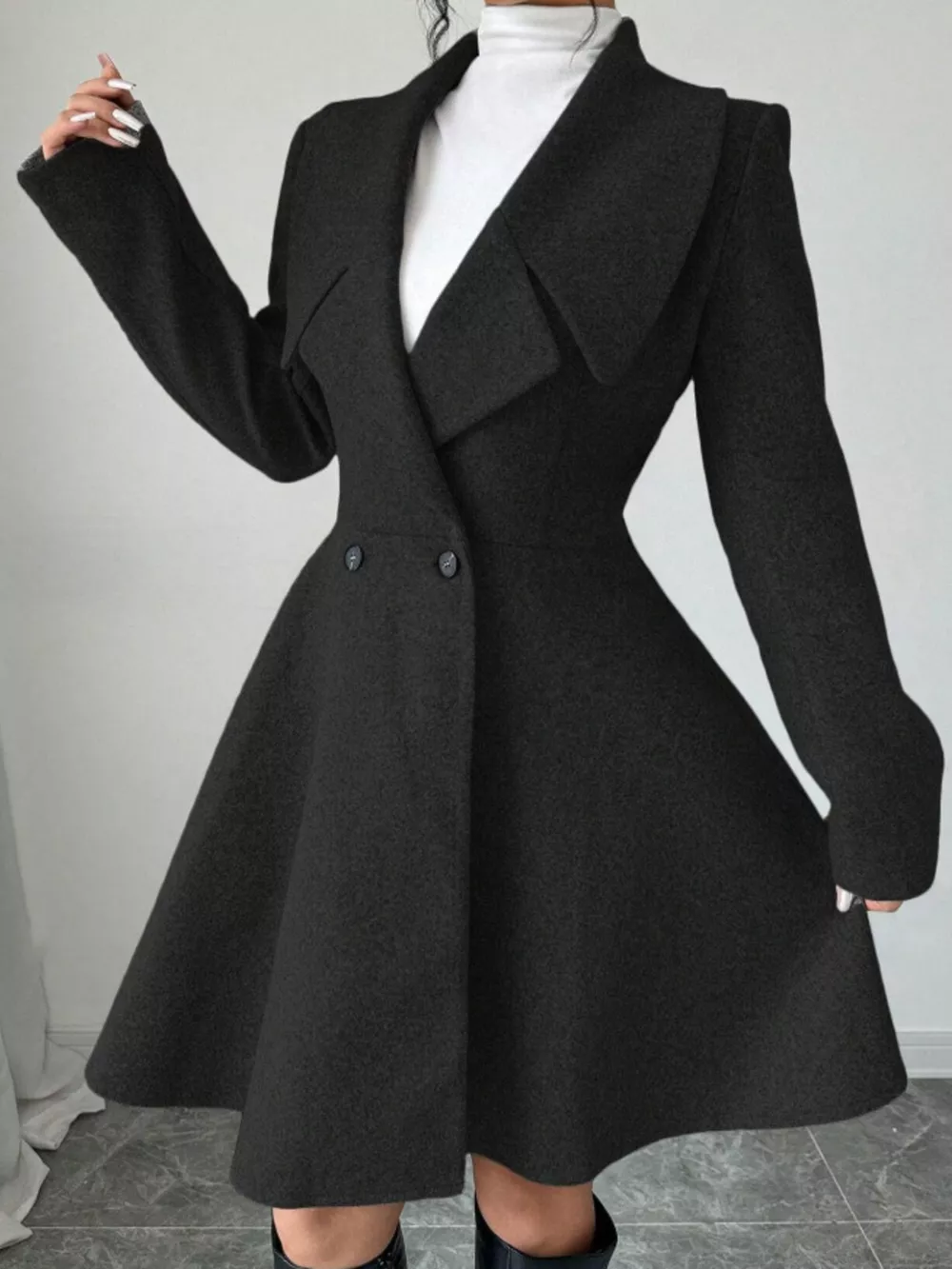 Double-Breasted Long Sleeve Outerwear