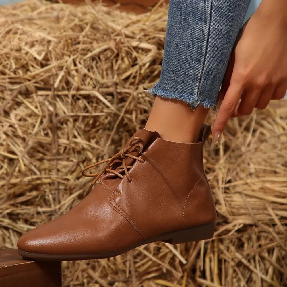 Point Toe Lace Up Boots, image 3