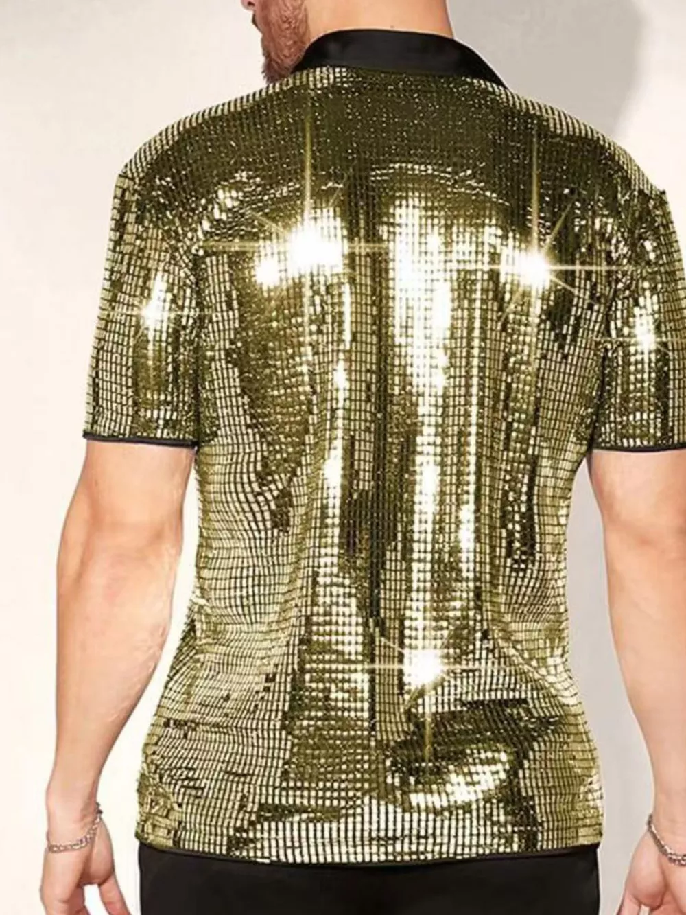 Men's Sequin Button Up Shirt, image 5