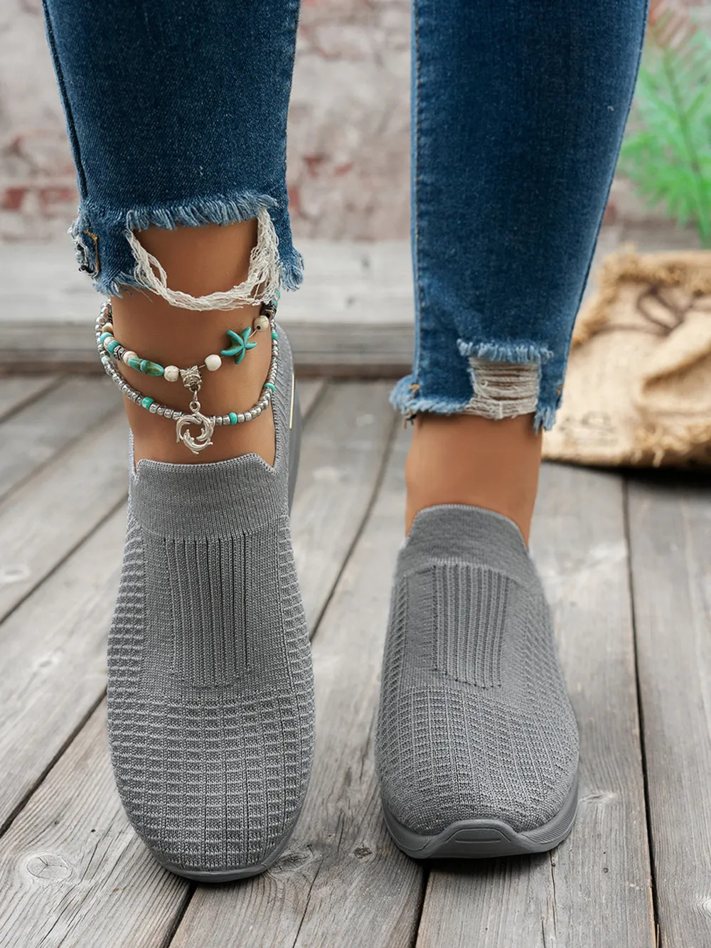 Round Toe Wedge Sneakers, image 6