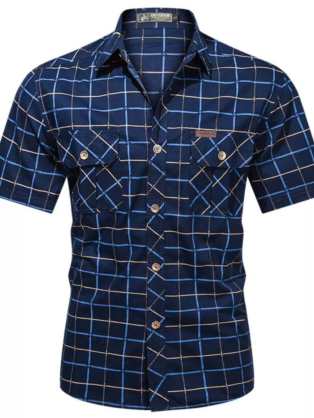 Men's Plus Size Casual Plaid Short-Sleeve Shirt, image 3