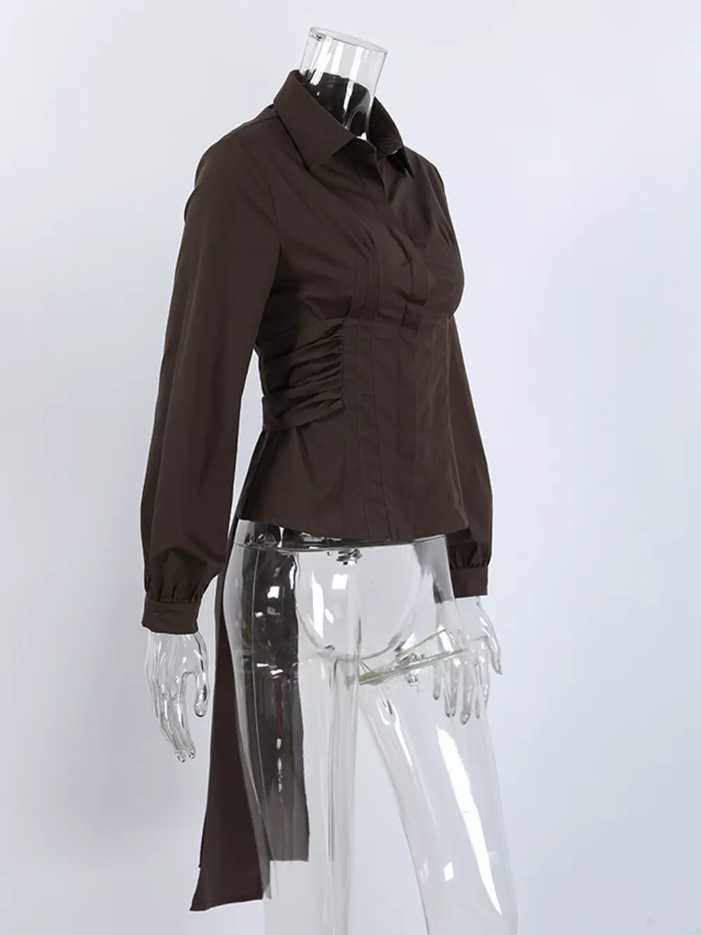 Slim-Fit Ruched Waist Shirt, image 9
