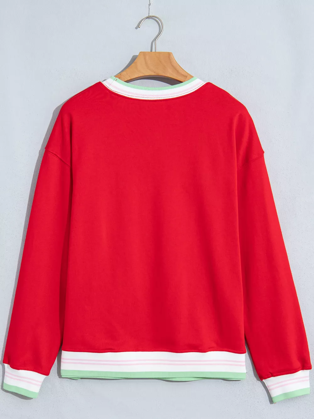 Contrast Striped Trim Baggy Pullover Sweatshirt, image 17
