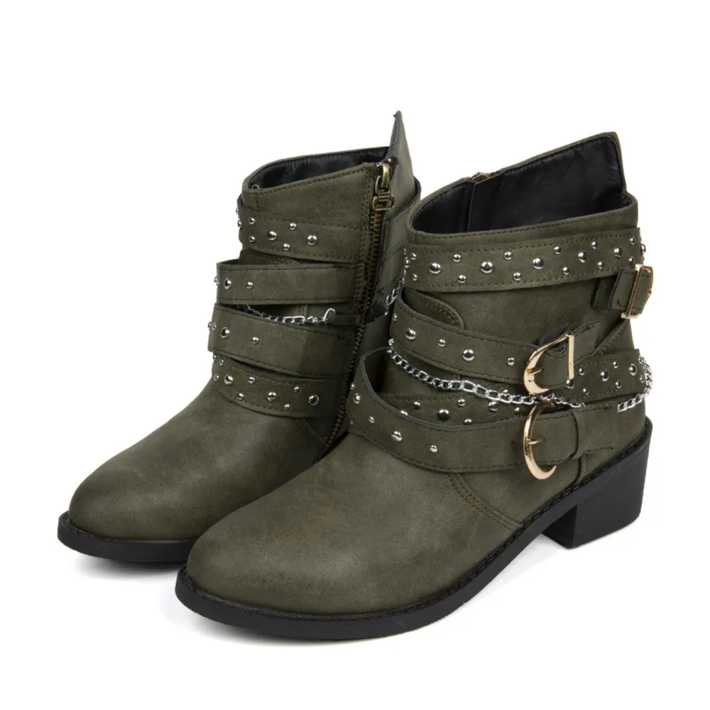 Round Toe Block Heels Boots, image 7