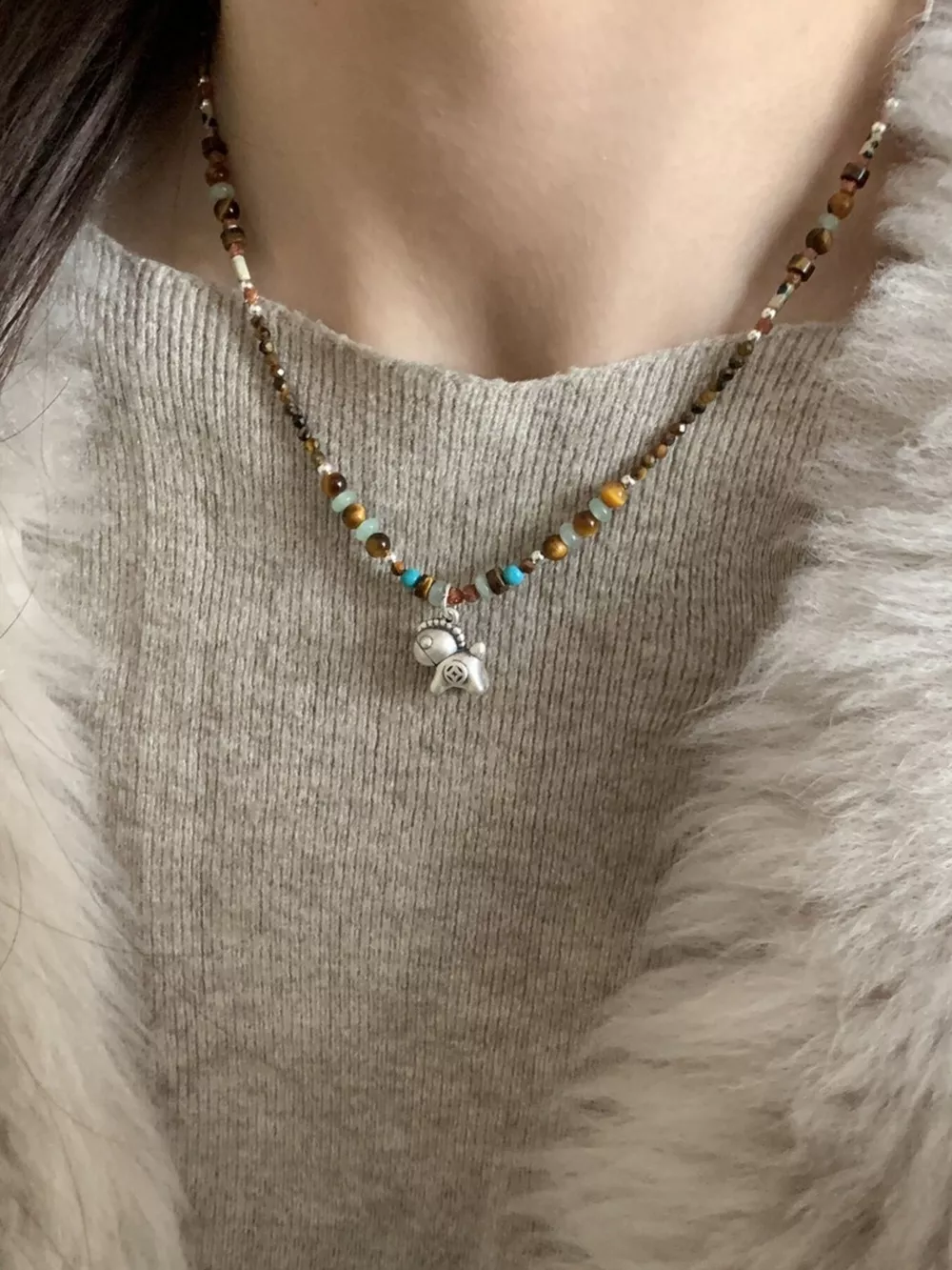 Beaded Horse Pendant Necklace, image 3