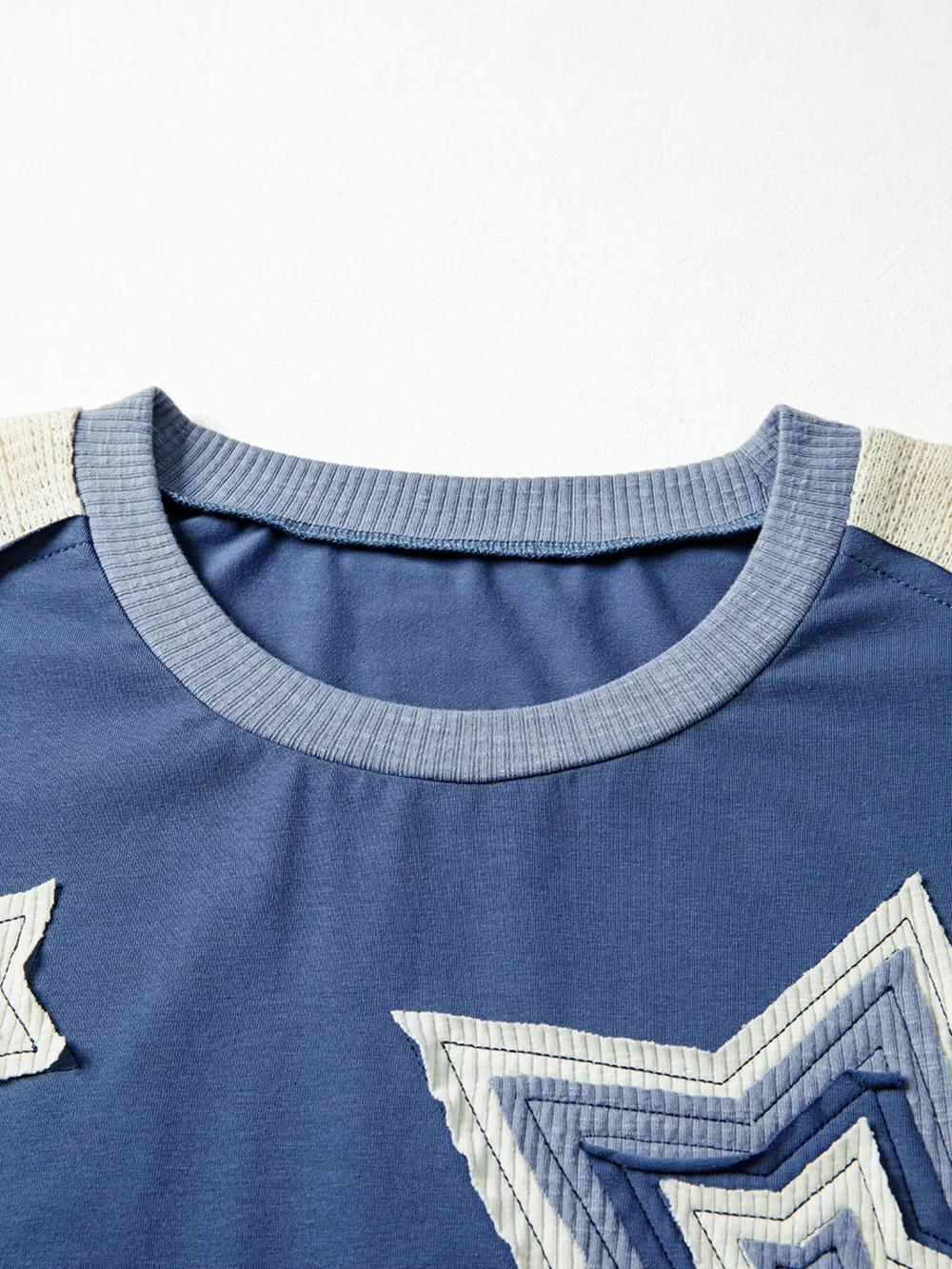 Contrast Knitted Colorblock Star Patchwork Oversize Long Sleeve Top, image 3