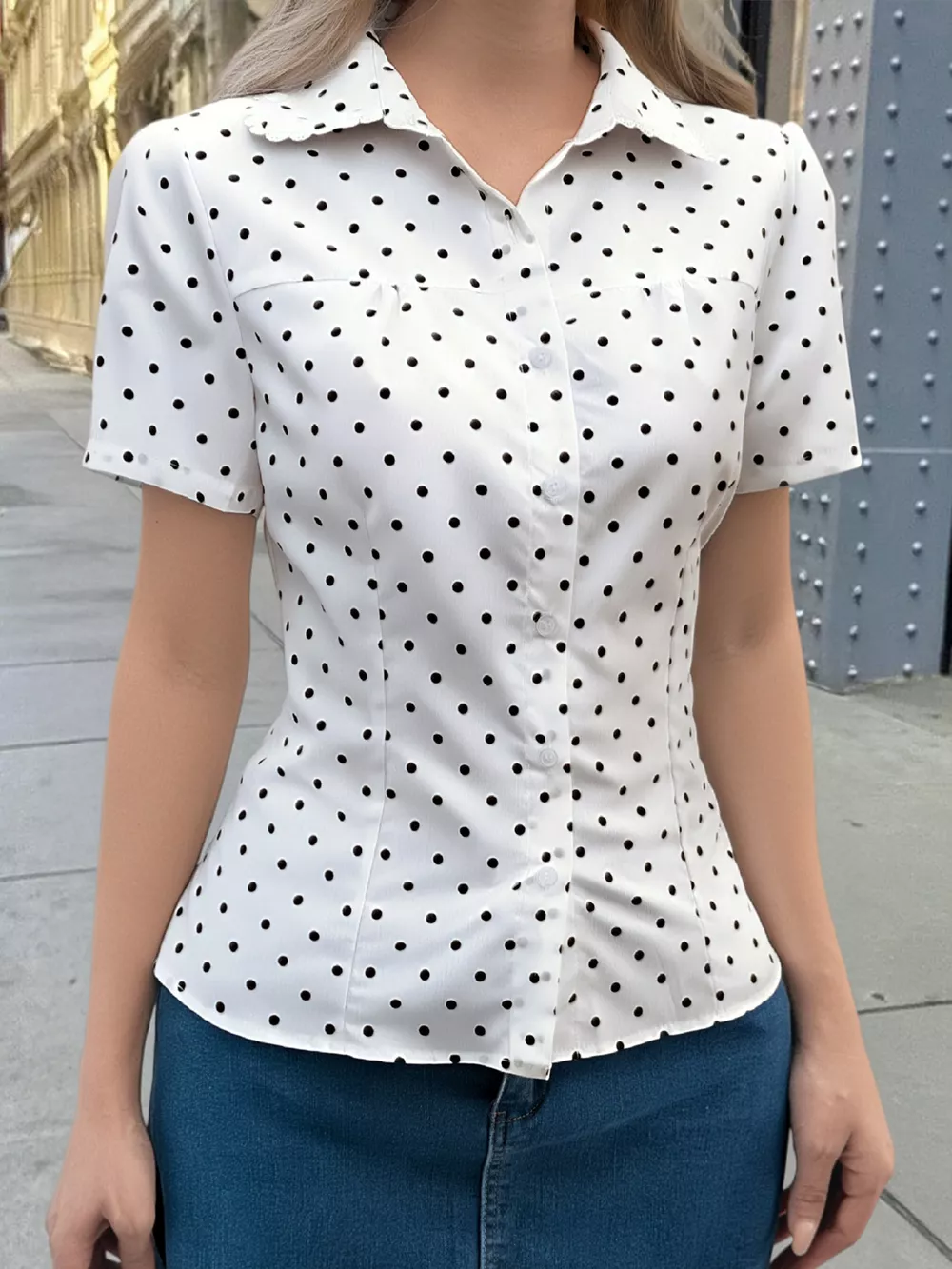 Polka Dot Short Sleeve Shirt