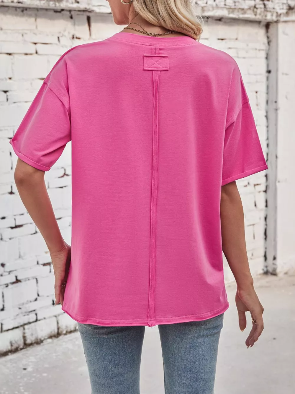 Casual Loose Fit Solid Color T-Shirt, image 4