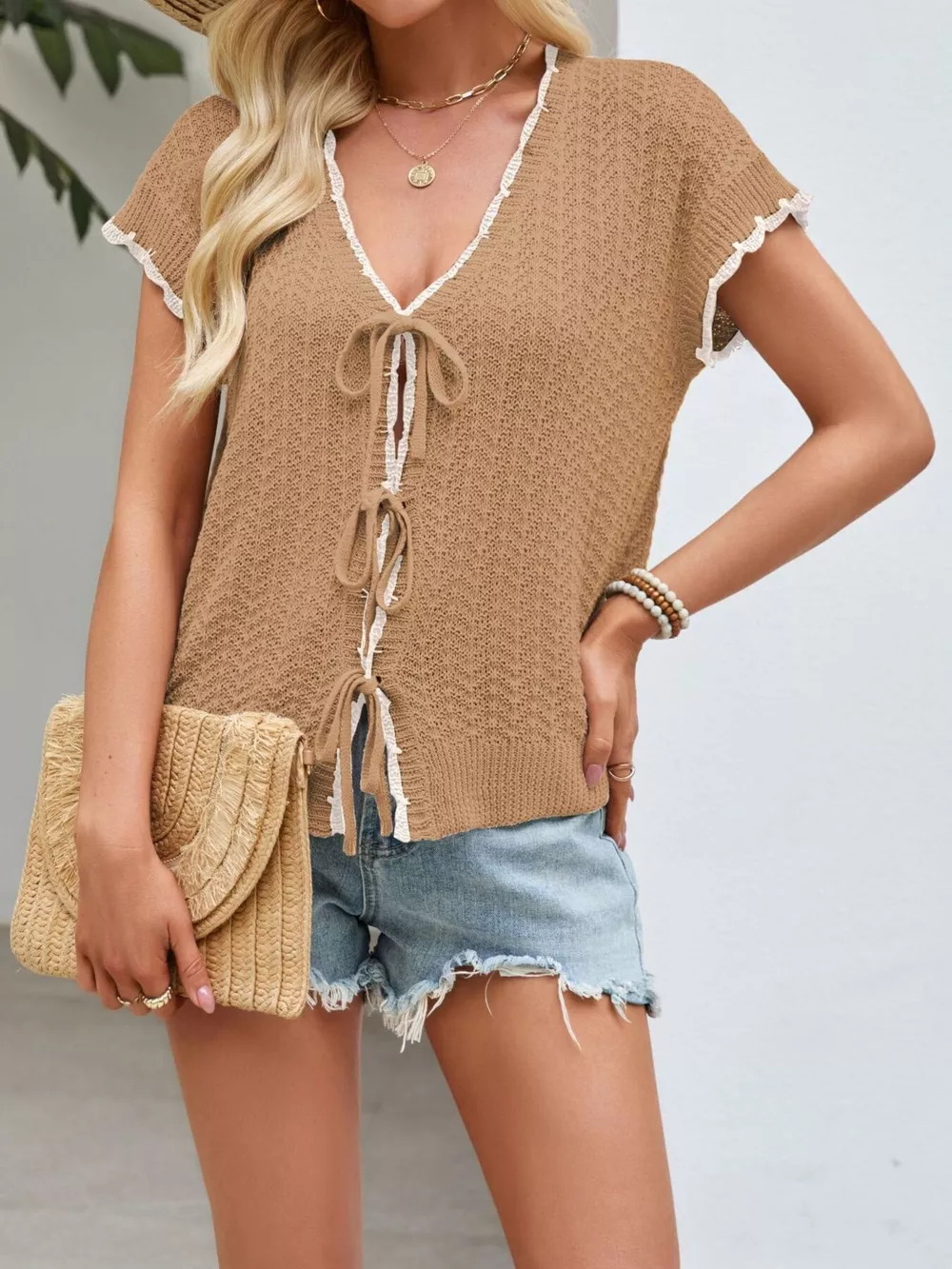Tie-Front Knit Cardigan, image 9