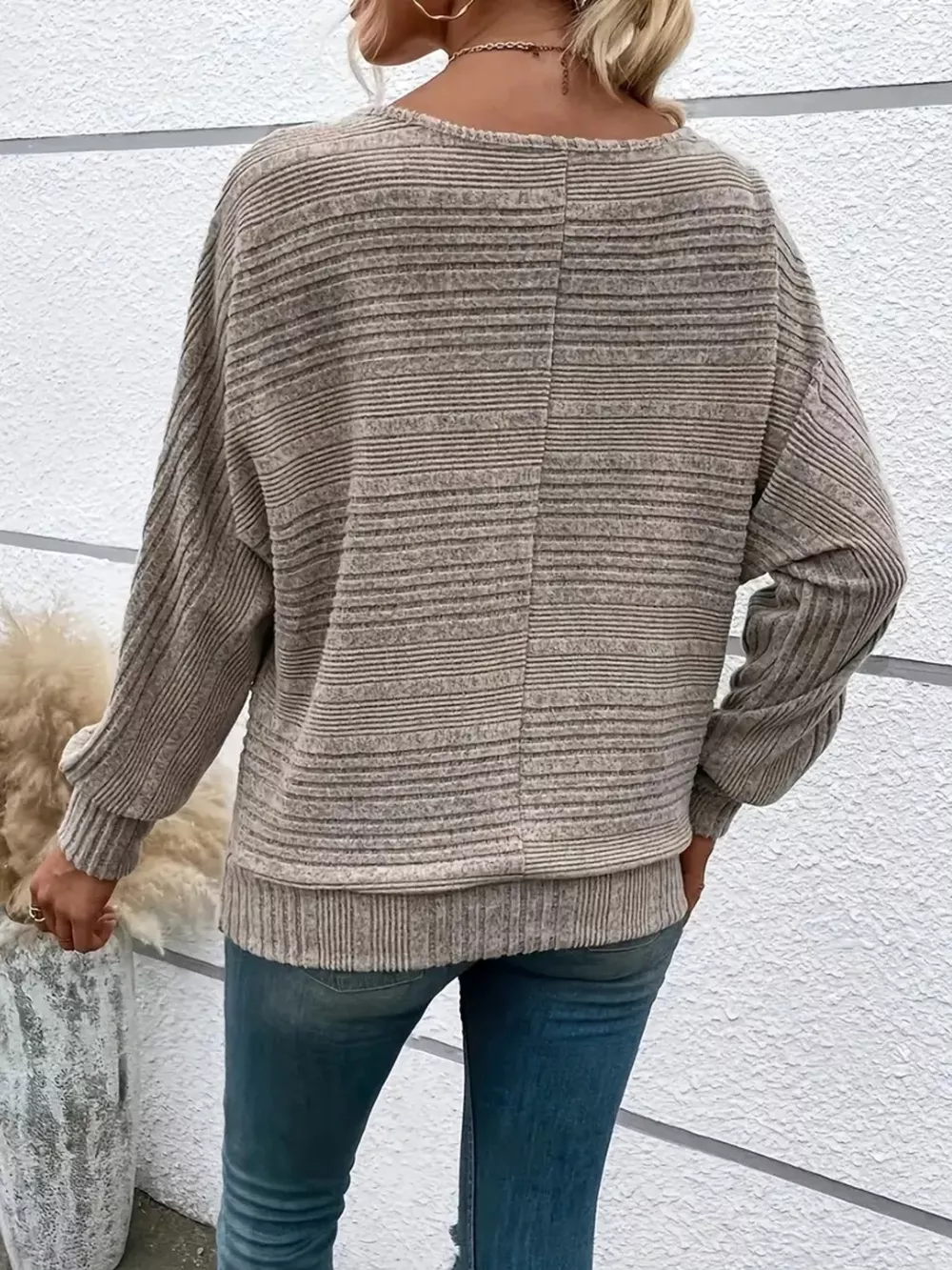 Ribbed Knit Quarter Zip Sweatshirt, image 6