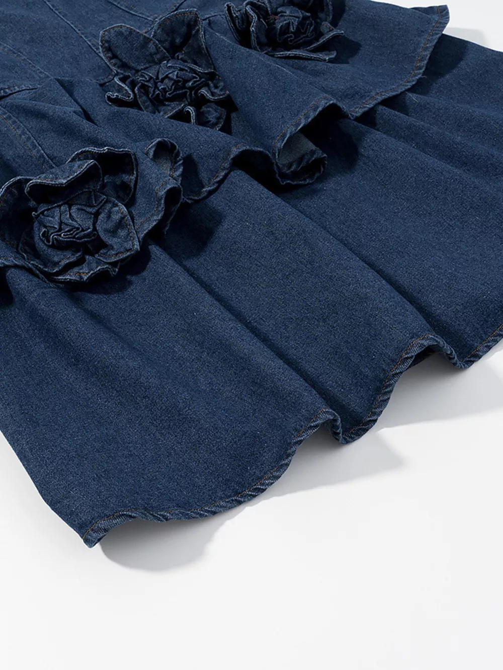 Floral Ruffle Layered Denim Dress, image 7