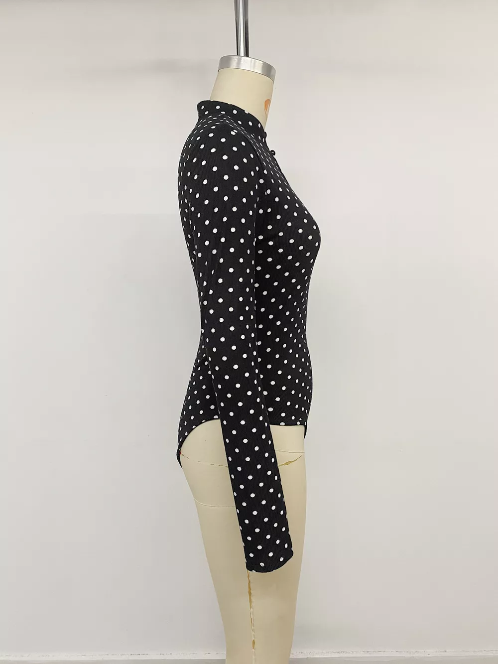 Polka Dot Cutout Long Sleeve Bodysuit, image 12