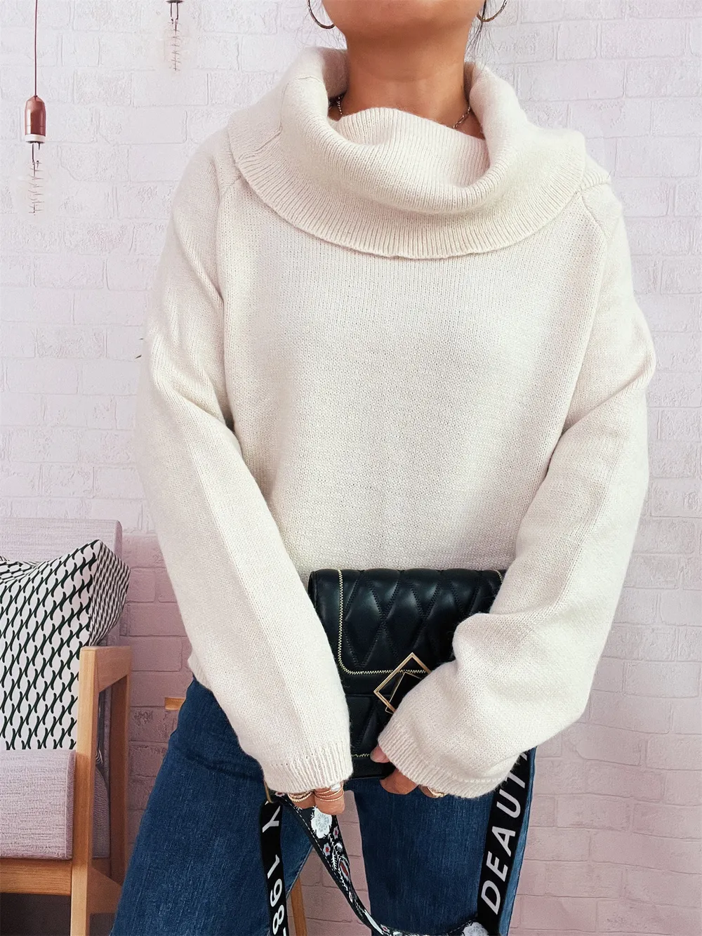 Striped Turtleneck Long Sleeve Sweater, image 10