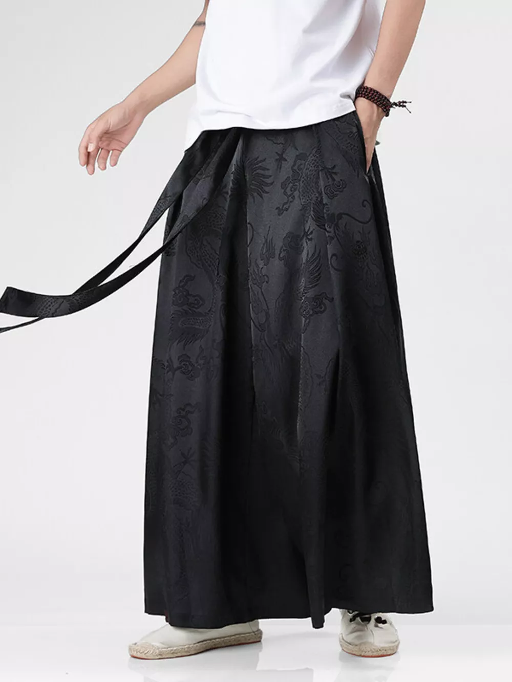 Men's Plus Size Dragon Pattern Wide Leg Pants