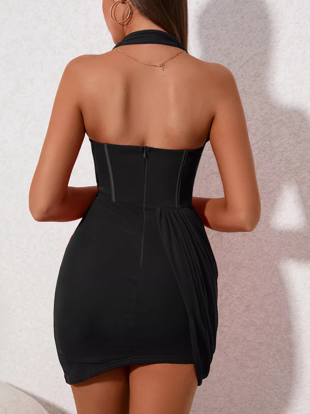 Ruched Halter Neck Mini Dress, image 6