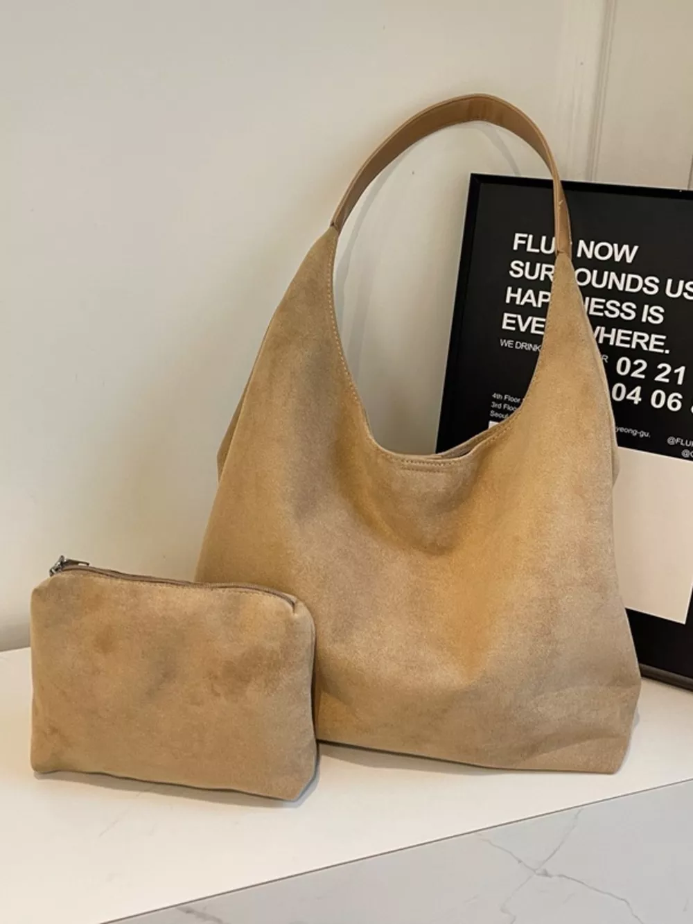 Solid Color Suede Tote Bag, image 11