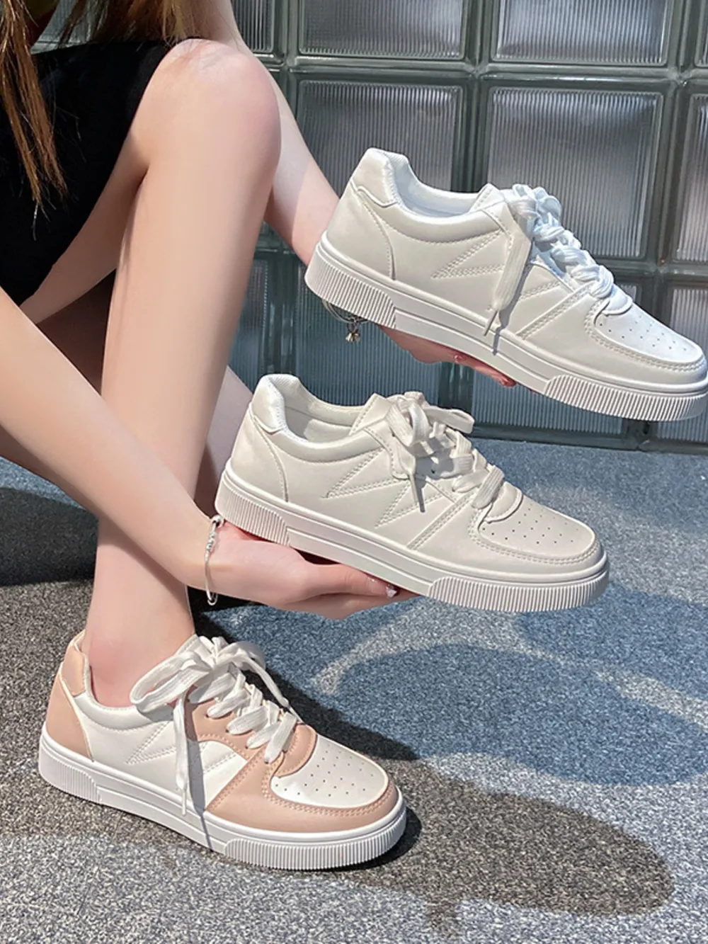 Lace Up Round Toe Sneakers, image 2