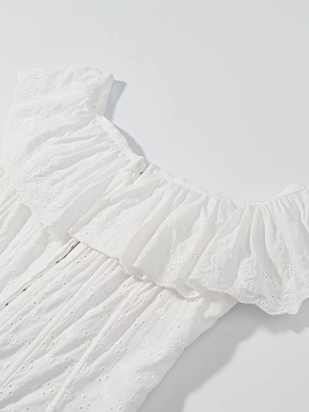 Lace Up Back Eyelet Ruffle Trim Tank, image 8