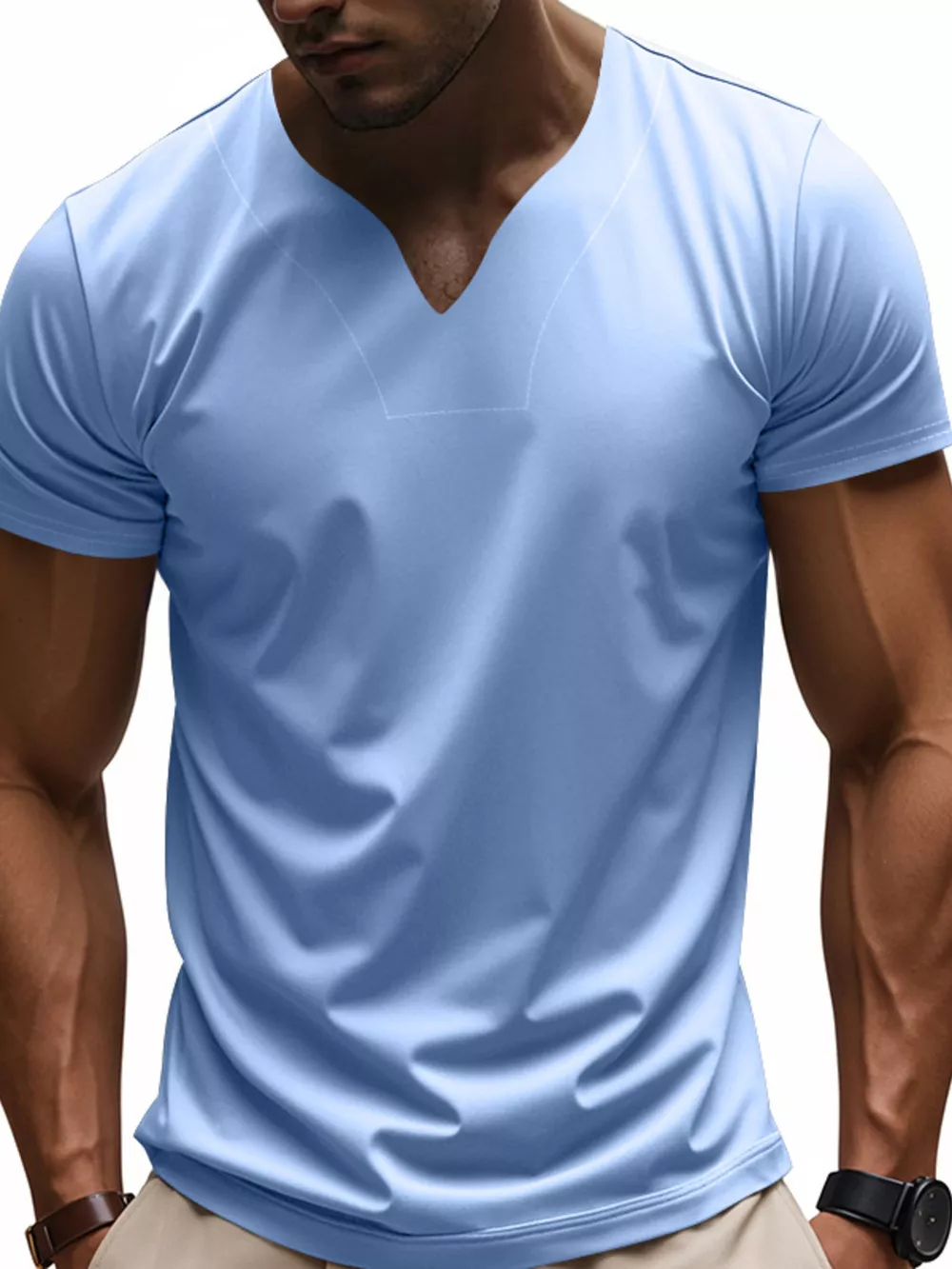 Men's Full Size Casual V-Neck Short Sleeve T-Shirt Plus Size, image 8