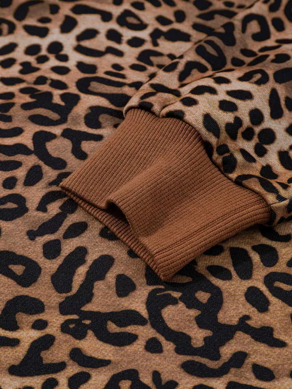 Leopard Print Contrast Trim Long Sleeve Top and Pants Set, image 5
