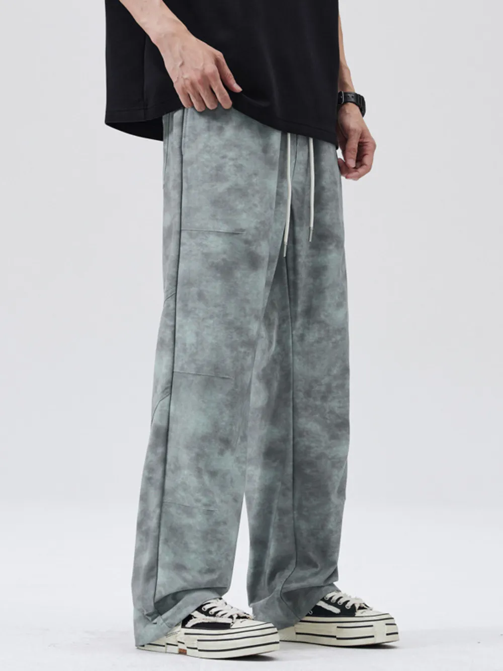 Men's Full Size Relaxed Fit Tie-Dye Wide Leg Cargo Pants Plus Size, image 3