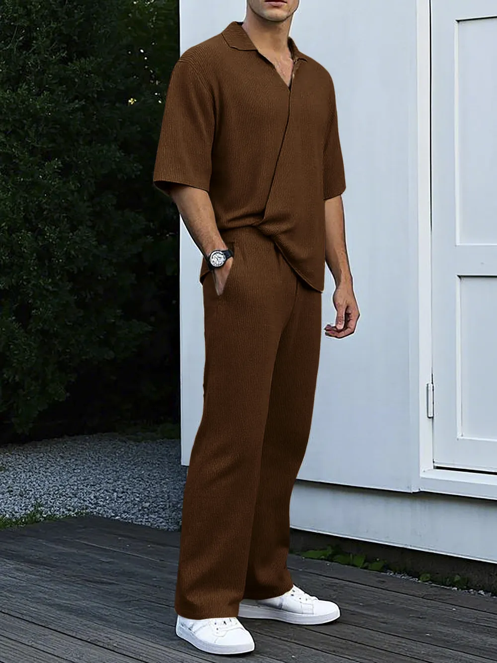 Men's Full Size Short Sleeve Top and Pants Set Plus Size, image 3