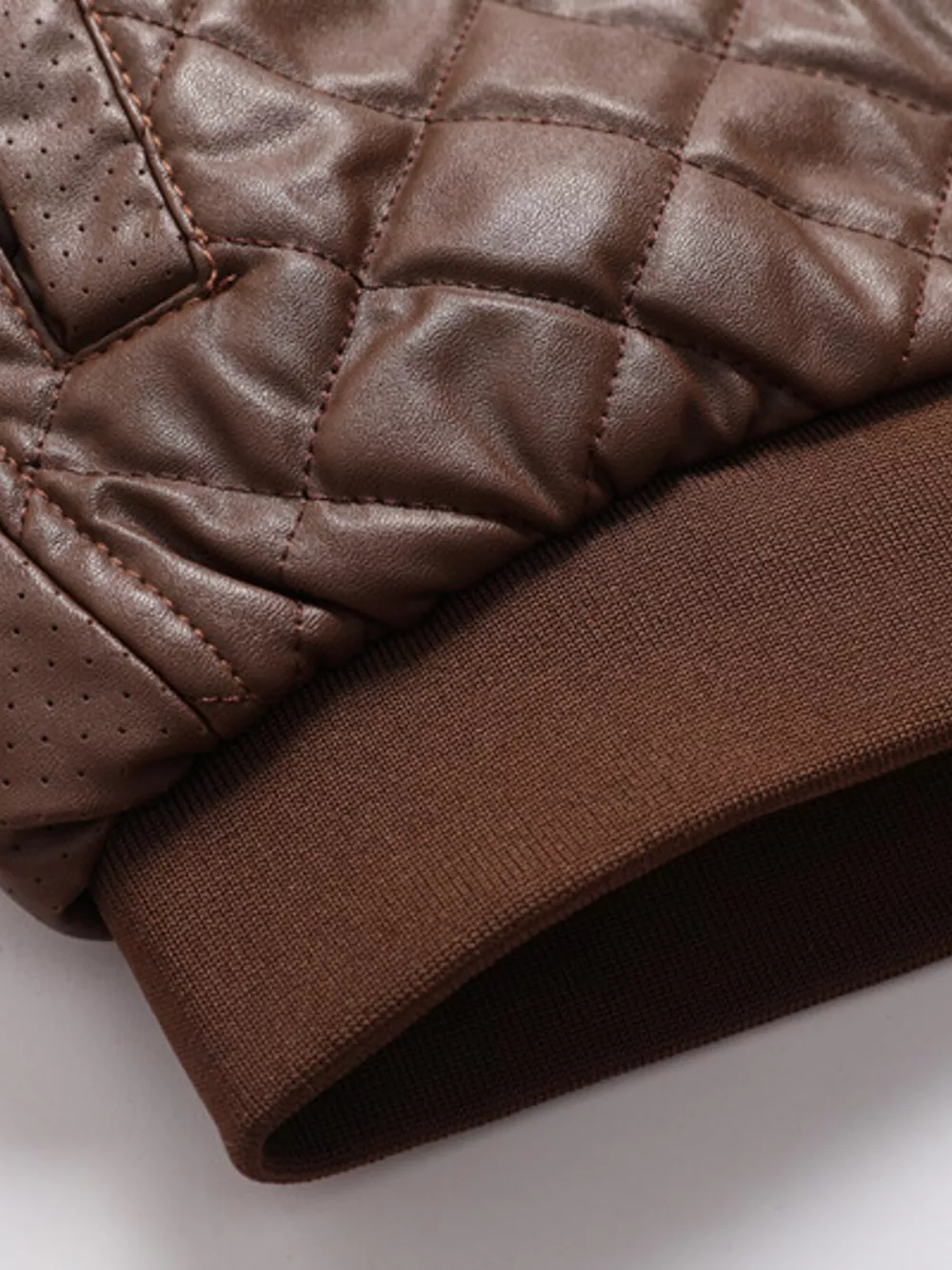 Men's Plus Size Quilted Faux Leather Bomber Jacket, image 9