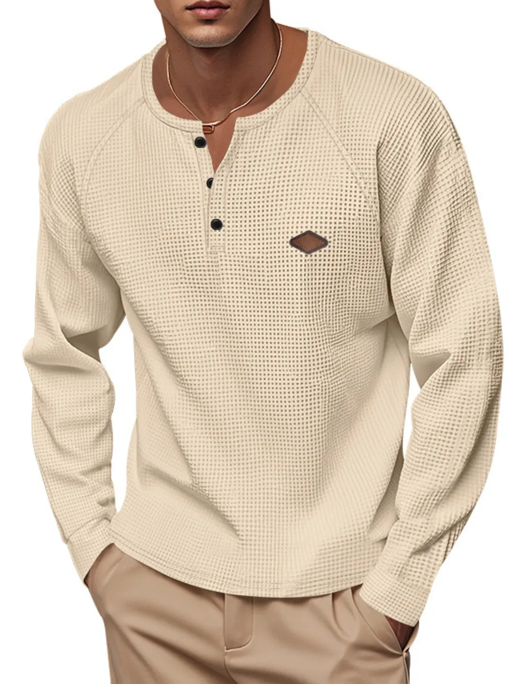 Men's Full Size Button Detail Long Sleeve T-Shirt Plus Size, image 3