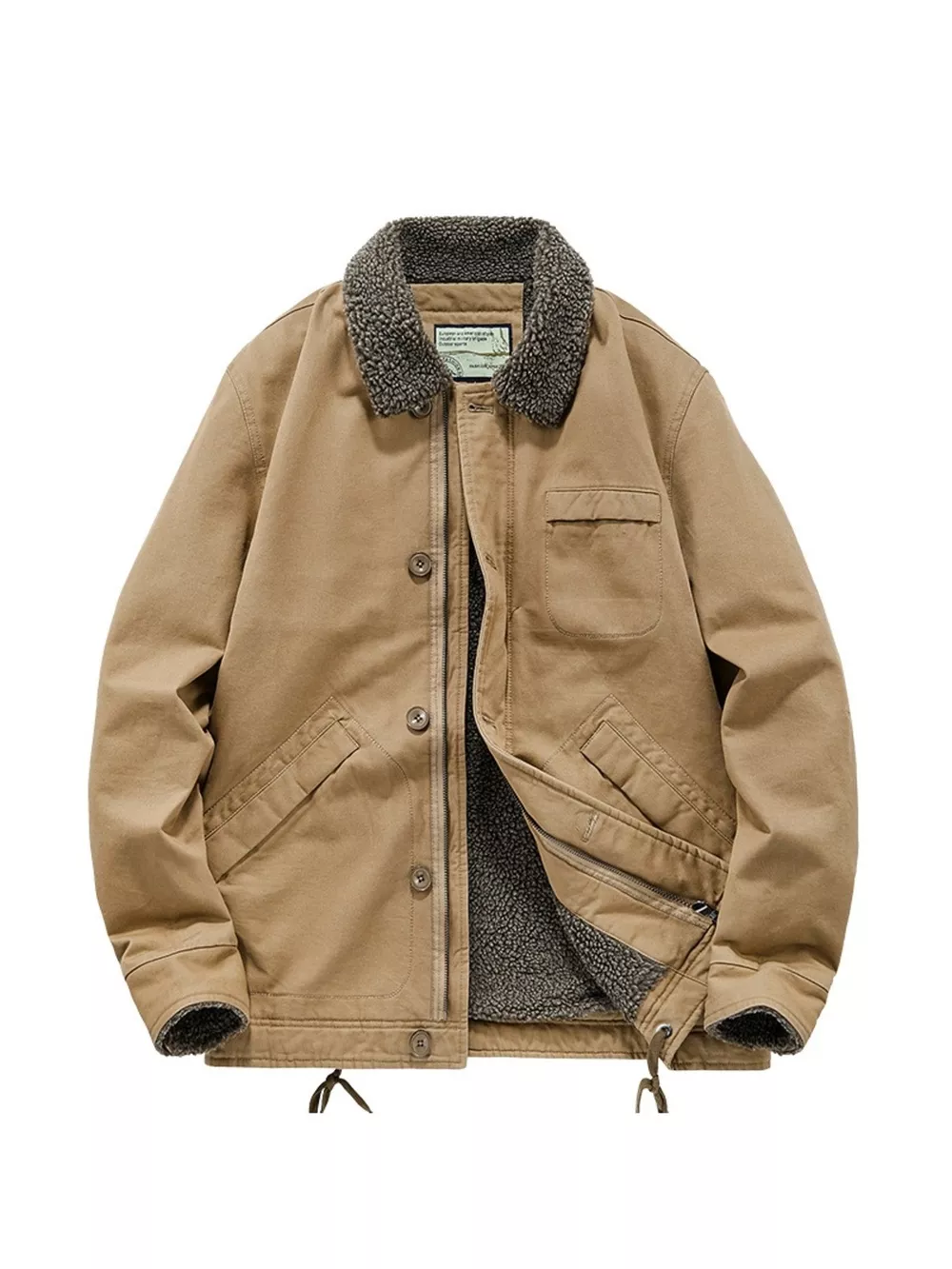 Men's Plus Size Sherpa Collar Button Up Jacket, image 4