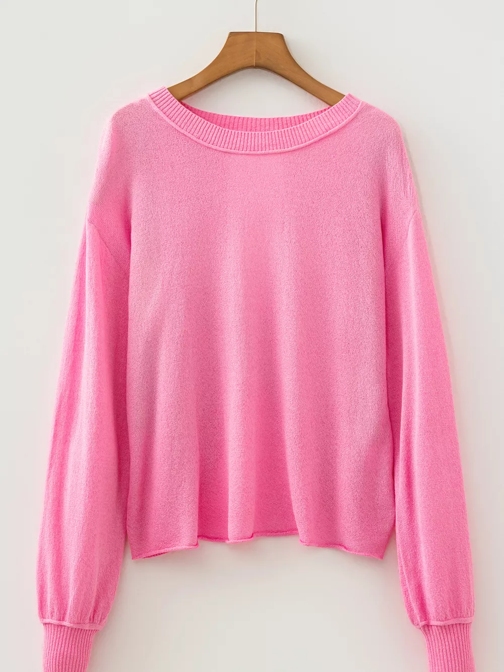 Drop Shoulder Round Neck Long Sleeve Backless Sweater, image 3