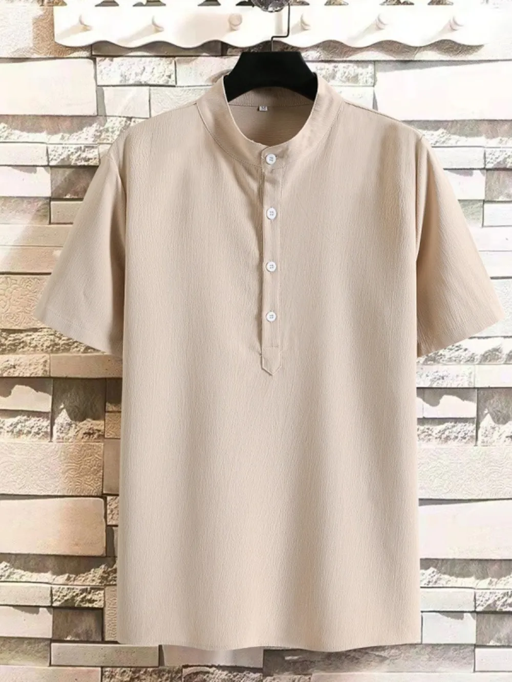 Men's Plus Size Button Detail Short Sleeve Blouse, image 7
