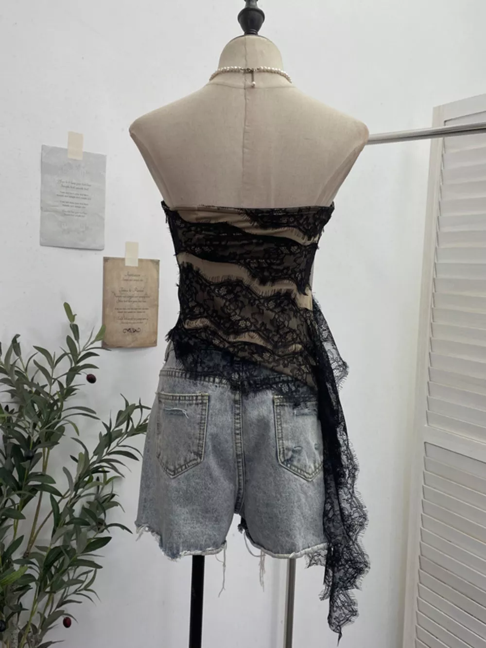 Lace Tube Top with Asymmetrical Hem, image 3