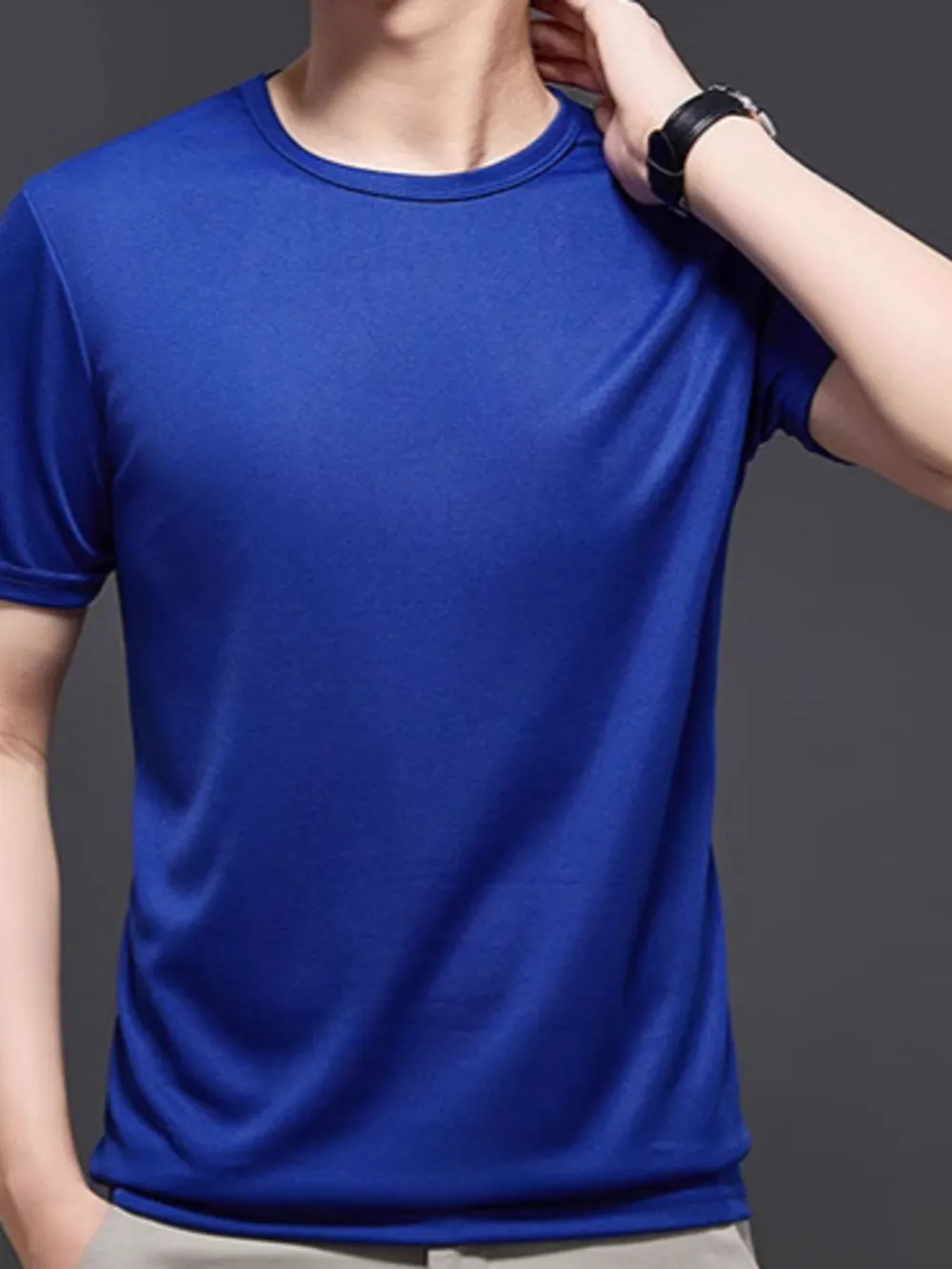 Men's Plus Size Round Neck Short Sleeve T-Shirt, image 2