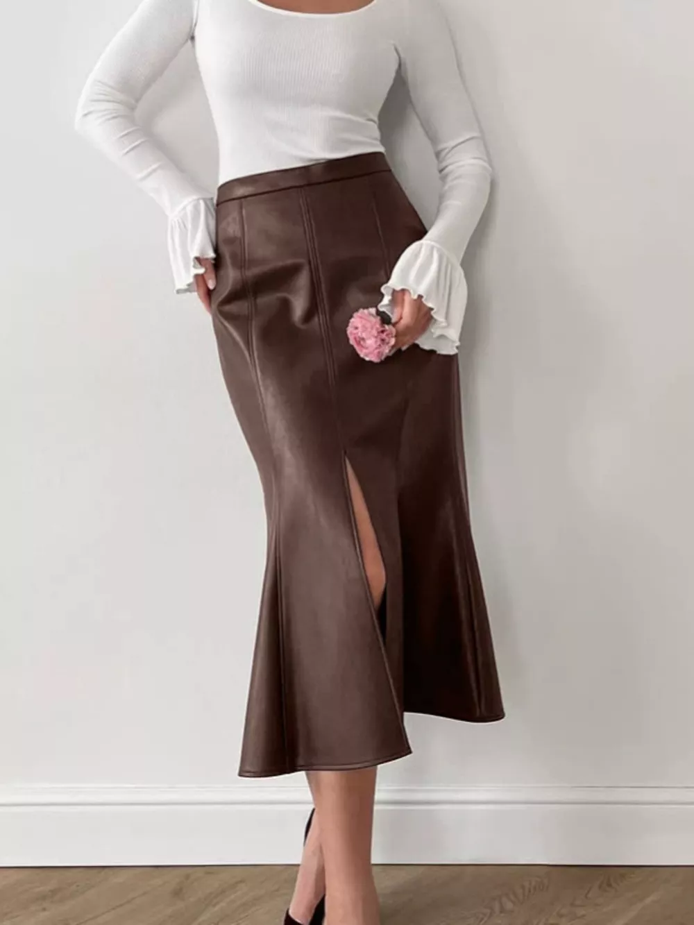 Slit Mermaid Midi Skirt, image 3