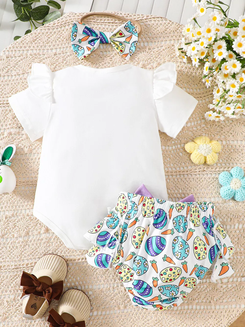 Children's Easter Graphic Bodysuit and Skirt Set with Headband, image 7