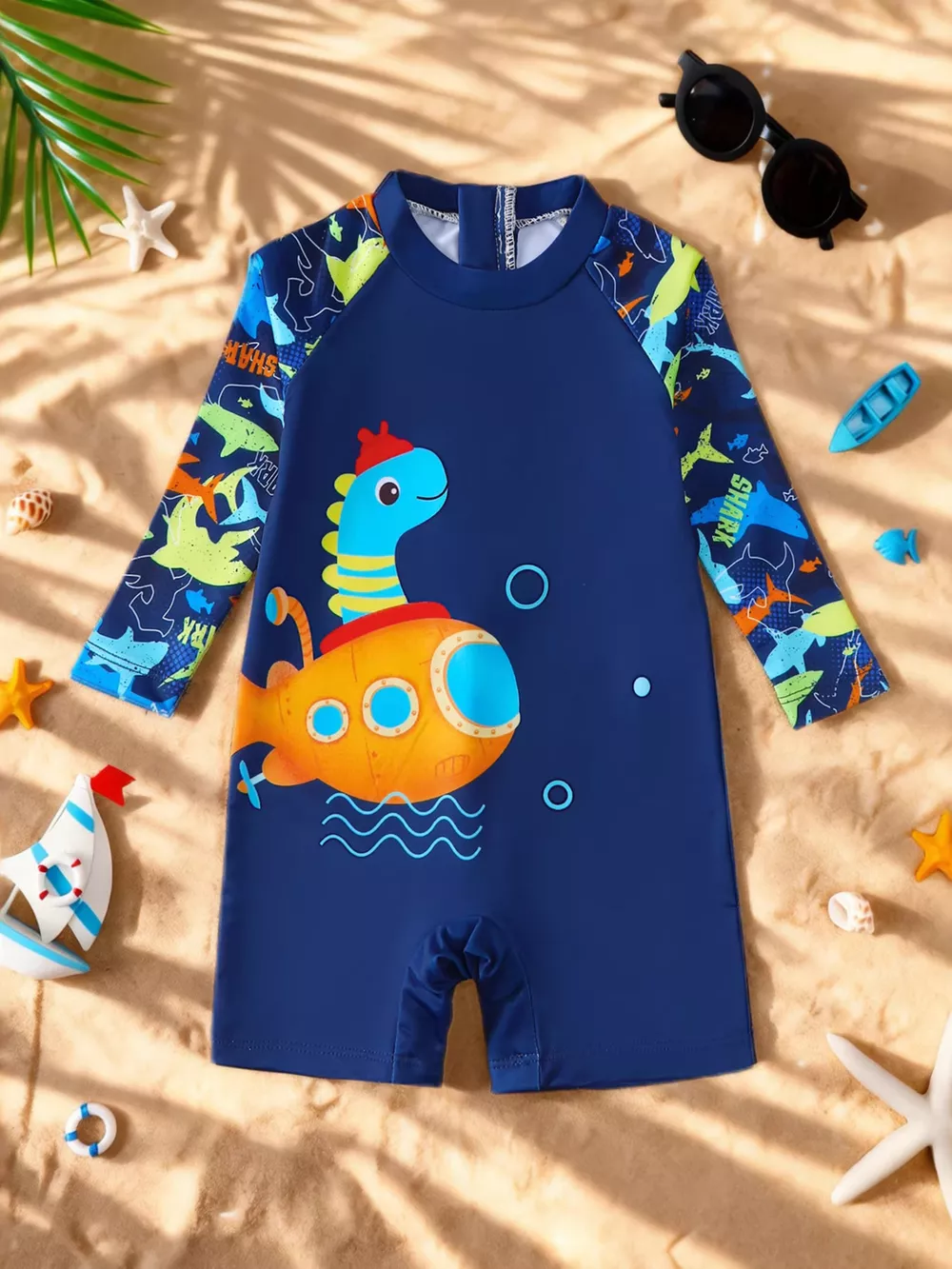 Children's Dinosaur Print Long Sleeve Swimsuit