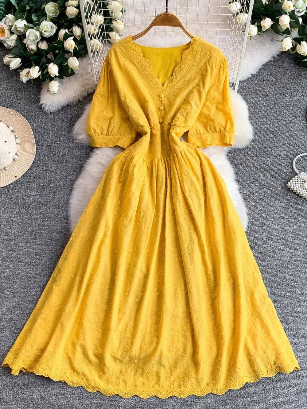 Lace Detail A-Line Midi Dress, image 25