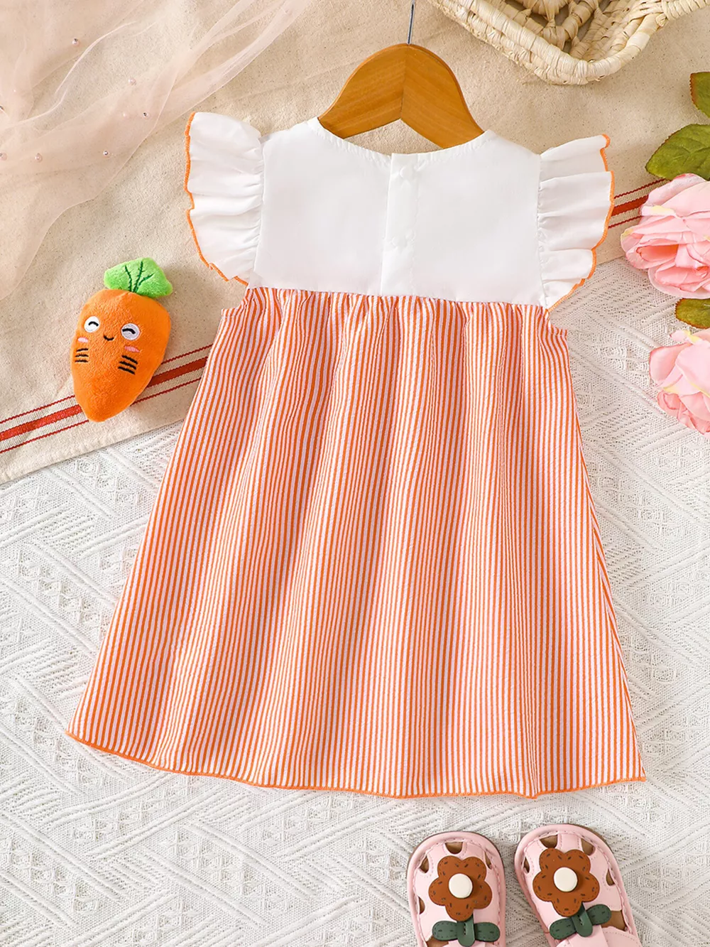 Children's Embroidered Striped Dress, image 7