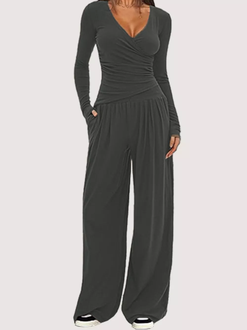 Casual Long Sleeve Top and Wide Leg Pants Set, image 11