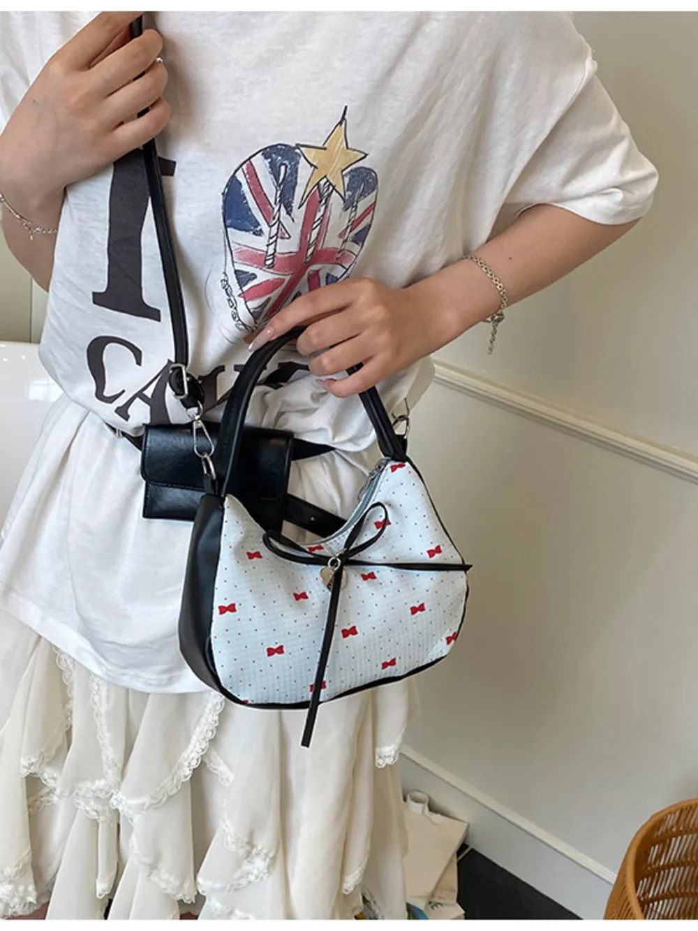Printed Bow Shoulder Bag, image 12