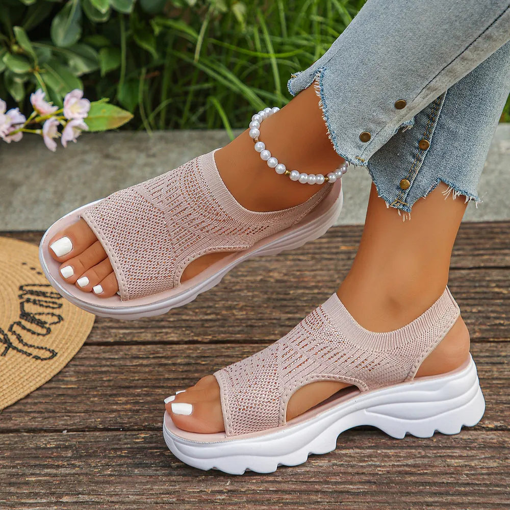 Mesh Open Toe Platform Sandals, image 9