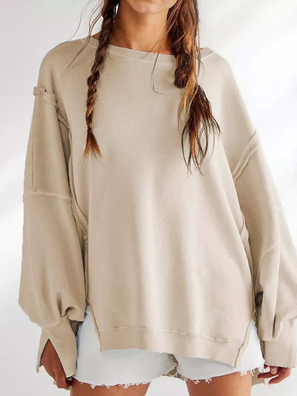 Oversized Relaxed Fit Crew Neck Sweatshirt, image 8